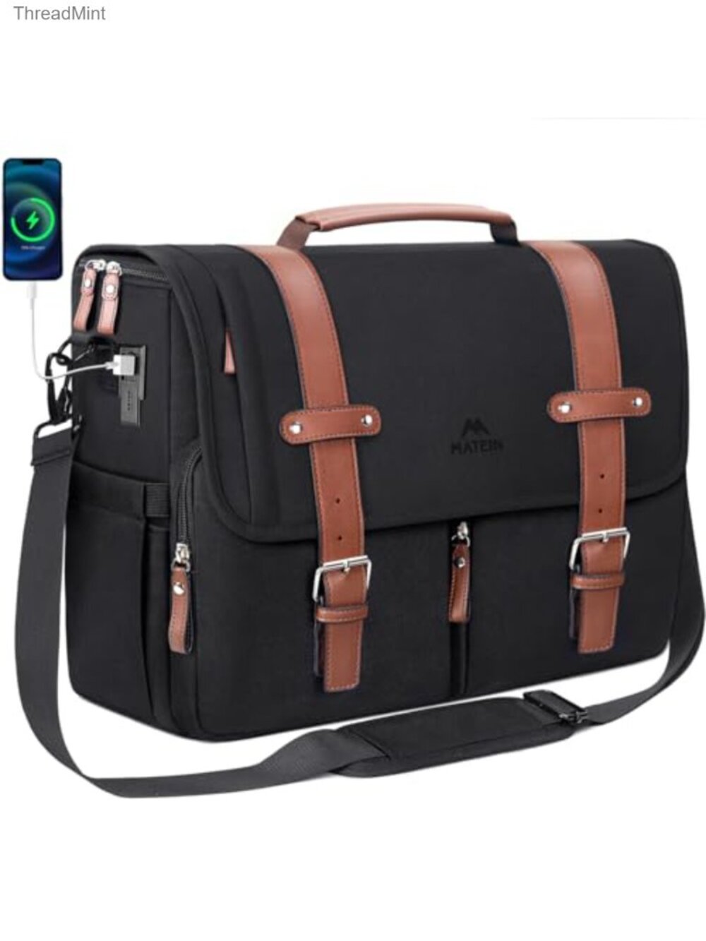MATEIN Water Resistant Polyester Laptop Work Bag USB Port 17.3in